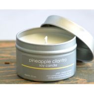 PlainJBodyandHome Pineapple Cilantro Soy Candle Tin 4 oz. - pineapple candle - cilantro candle - fruit candle - summer candle - fresh scent candle