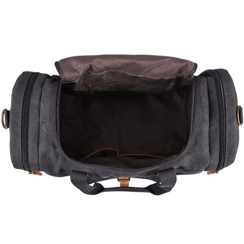  Plambag Canvas Duffle Bag, 50L Large Travel Duffel for Overnight Weekend Luggage(Dark Gray)