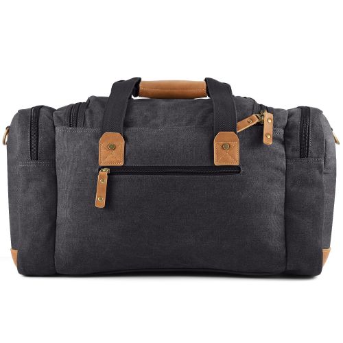  Plambag Canvas Duffle Bag, 50L Large Travel Duffel for Overnight Weekend Luggage(Dark Gray)