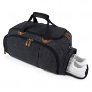 Plambag Sports Gym Duffel Bag with Shoes Compartment, Canvas Travel Luggage Tote Shoulder Bag for Men & Women(Dark Grey)