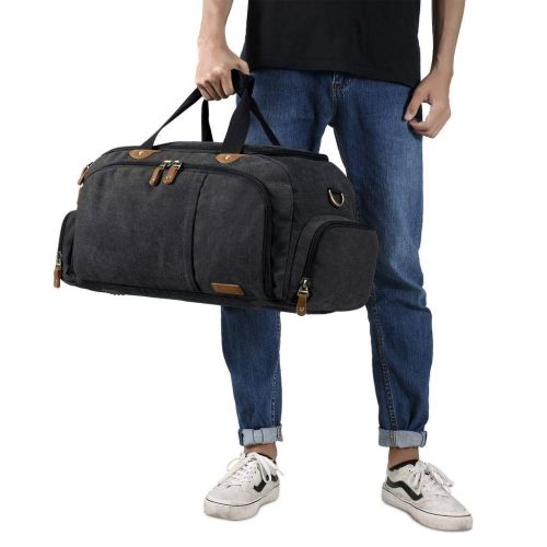  Plambag Sports Gym Duffel Bag with Shoes Compartment, Canvas Travel Luggage Tote Shoulder Bag for Men & Women(Dark Grey)