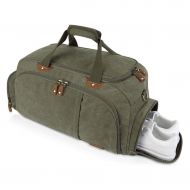Plambag Sports Gym Duffel Bag with Shoes Compartment, Canvas Travel Luggage Tote Shoulder Bag for Men & Women(Army Green)