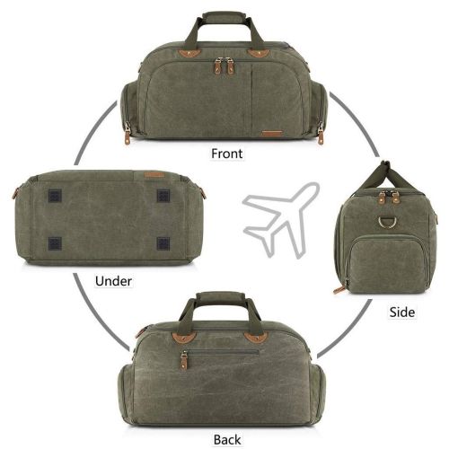  Plambag Sports Gym Duffel Bag with Shoes Compartment, Canvas Travel Luggage Tote Shoulder Bag for Men & Women(Army Green)
