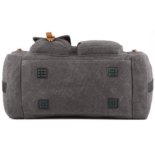  Plambag Large Canvas Duffel Bag Overnight Travel Tote Weekend Bag Dark Gray