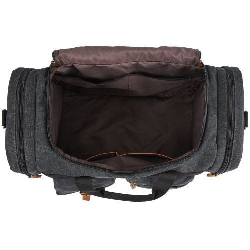  Plambag Large Canvas Duffel Bag Overnight Travel Tote Weekend Bag(Coffee)