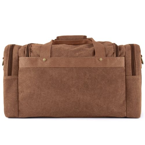  Plambag Large Canvas Duffel Bag Overnight Travel Tote Weekend Bag(Coffee)