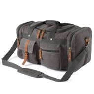 Plambag Large Canvas Duffel Bag Overnight Travel Tote Weekend Bag(Gray)