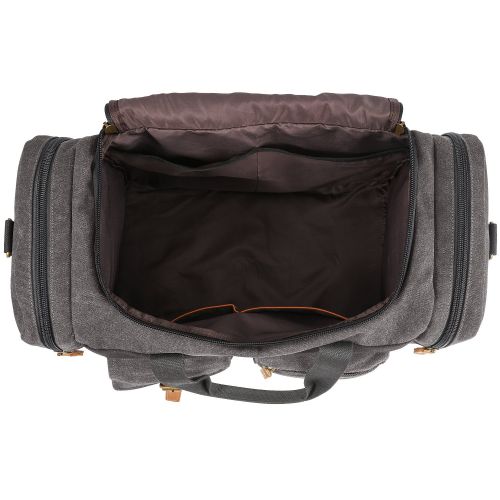  Plambag Large Canvas Duffel Bag Overnight Travel Tote Weekend Bag(Gray)