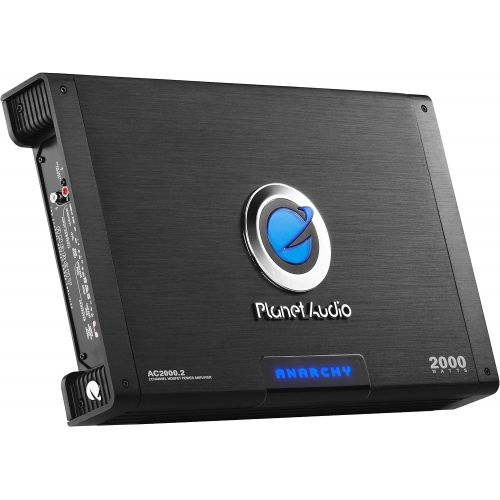  Planet Audio AC2000.2 Anarchy Series Car Audio Amplifier - 2000 High Output, 2 Channel, 2/8 Ohm, High/Low Level Inputs, High/Low Pass Crossover, Full Range, Hook Up To Stereo and S