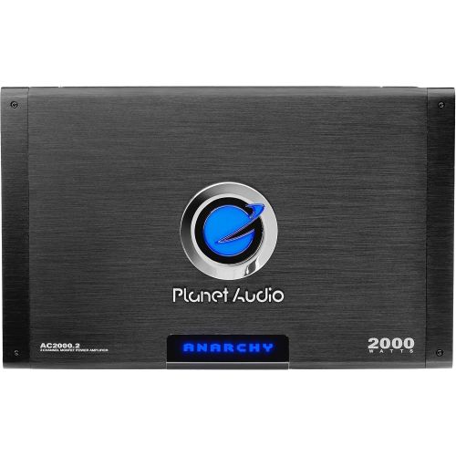  Planet Audio AC2000.2 Anarchy Series Car Audio Amplifier - 2000 High Output, 2 Channel, 2/8 Ohm, High/Low Level Inputs, High/Low Pass Crossover, Full Range, Hook Up To Stereo and S