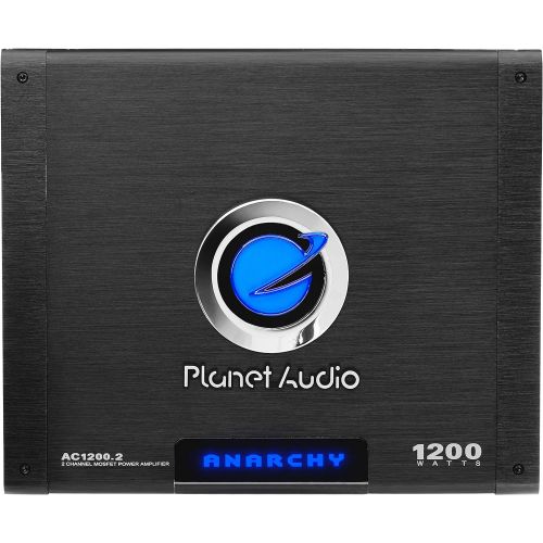  Planet Audio AC1200.2 2 Channel Car Amplifier - 1200 Watts, Full Range, Class A/B, 2-4 Ohm Stable, Mosfet Power Supply, Bridgeable