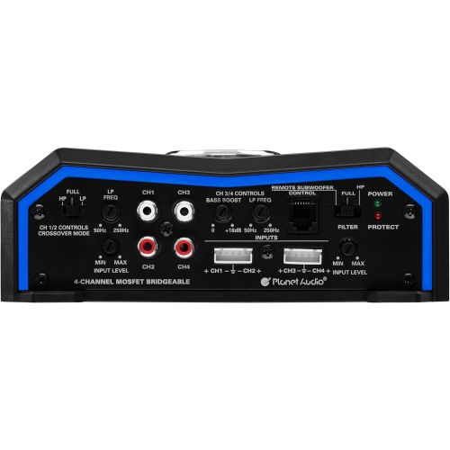  [아마존베스트]Planet Audio PL1600.4 4 Channel Car Amplifier - 1600 Watts, Full Range, Class A/B, 2/8 Ohm Stable, Mosfet Power Supply, Bridgeable