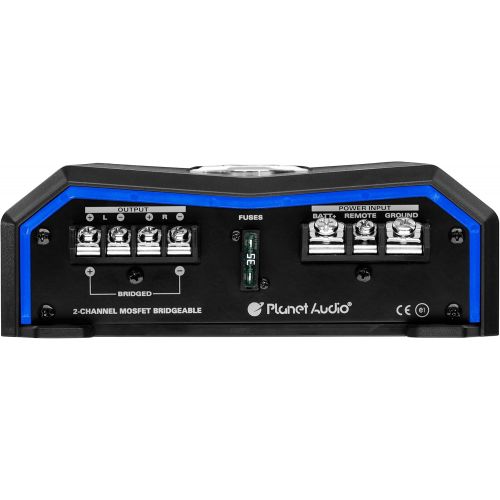  Planet Audio PL1200.2 2 Channel Car Amplifier - 1200 Watts, Full Range, Class A/B, 2/8 Ohm Stable, Mosfet Power Supply, Bridgeable