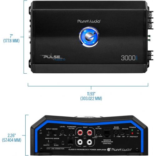  Planet Audio PL3000.1D Class D Car Amplifier - 3000 Watts, 1 Ohm Stable, Digital, Monoblock, Mosfet Power Supply, Great for Subwoofers