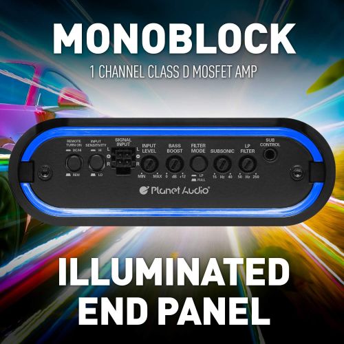  Planet Audio MB1200.1D Class D Car Amplifier - 1200 Watts, 1 Ohm Stable, Digital, Monoblock, Mosfet Power Supply, Great for Subwoofers
