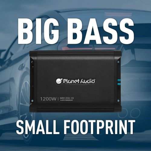  Planet Audio MB1200.1D Class D Car Amplifier - 1200 Watts, 1 Ohm Stable, Digital, Monoblock, Mosfet Power Supply, Great for Subwoofers