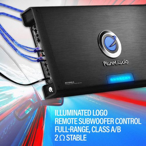  Planet Audio AC1800.5 5 Channel Car Amplifier - 1800 Watts, Full Range, Class A/B, 2-4 Ohm Stable, Mosfet Power Supply, Bridgeable