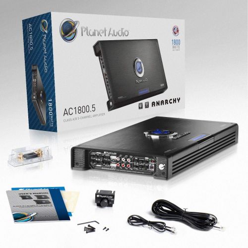  Planet Audio AC1800.5 5 Channel Car Amplifier - 1800 Watts, Full Range, Class A/B, 2-4 Ohm Stable, Mosfet Power Supply, Bridgeable