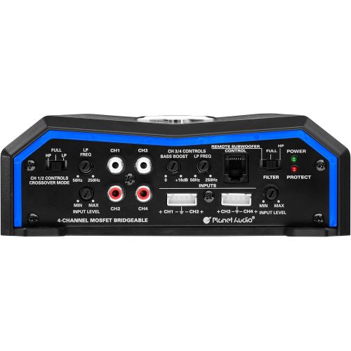  Planet Audio PL2400.4 4 Channel Car Amplifier - 2400 Watts, Full Range, Class A/B, 2/8 Ohm Stable, Mosfet Power Supply, Bridgeable