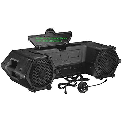  Planet Audio PATV85 ATV UTV Weatherproof Sound System - 8 Inch Speakers, 1.5 Inch Tweeters, Built-in Amplifier, Bluetooth. Built-in LED Lightbar, Easy Installation for 12 Volt Vehi