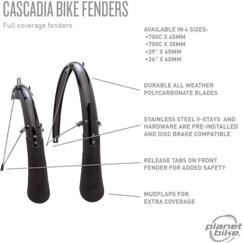  Planet Bike Cascadia bike fenders - 700c x 45mm