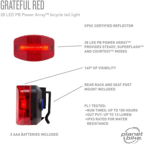  Planet Bike Grateful Red bike tail light