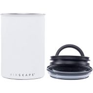 Planetary Design Airscape Stainless Steel Coffee Canister | Food Storage Container | Patented Airtight Lid | Push Out Excess Air Preserve Food Freshness (Medium, Matte White)