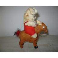 PlanetmernsVtgShop Vintage Wind Up Toy. Bunny Rabbit Riding A Donkey/Mule/Horse. Tin. Plush. Japan