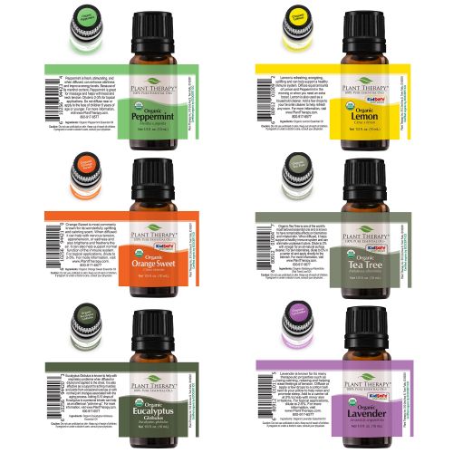  Plant Therapy Top 6 Organic Essential Oil Set, 10 mL (13 oz) each, 100% Pure, Undiluted, Therapeutic Grade