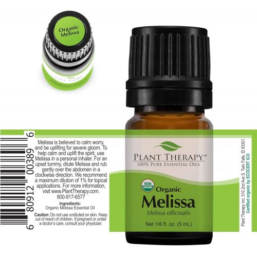  Plant Therapy Essential Oils Plant Therapy USDA Certified Organic Melissa Essential Oil. 100% Pure, Undiluted, Therapeutic Grade. 5 mL (16 Ounce).
