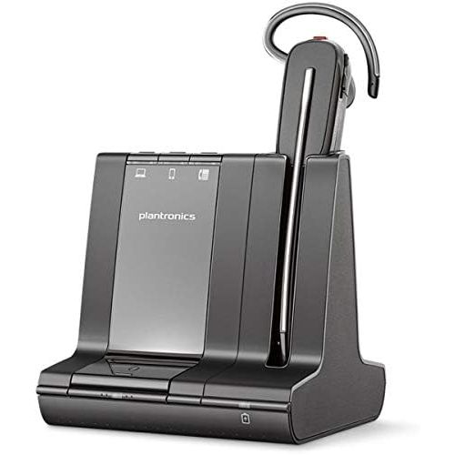  Plantronics DECT Savi W8240 Convertible Mono Headset with Base Station, Overhead Headband + Neckband and Ear Hooks, SoundGuard Black