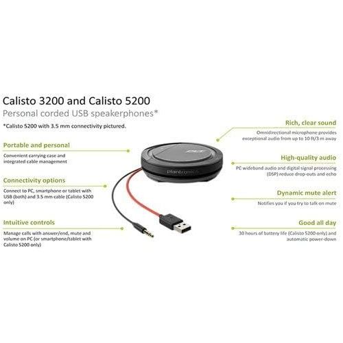  [아마존베스트]Plantronics Calisto 5200 USB-A + 3.5mm Conference Device with Microphone and Speaker