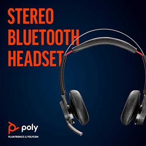  [아마존베스트]Plantronics Voyager Focus UC B825 Bluetooth Stereo Headset with Charging Cradle with USB-A BT Dongle Smart Sensors Microphone Arm Noise Cancelling Black