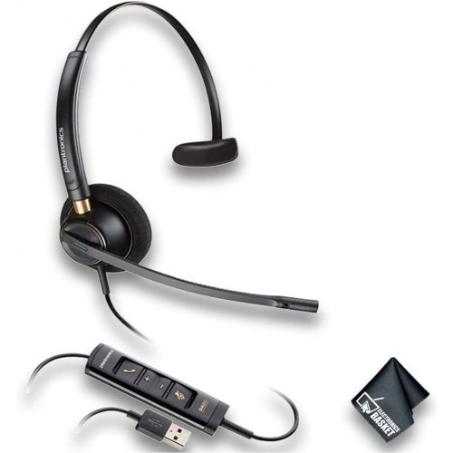  Plantronics EncorePro HW515 USB Monaural On Ear Headset (203442 01) Essential Bundle