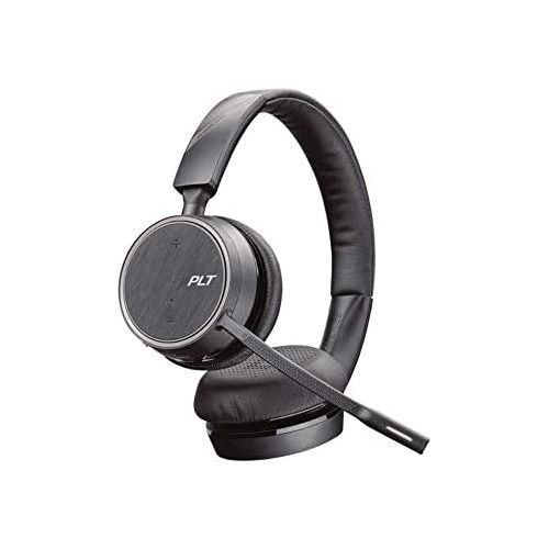  Plantronics Voyager 4220 Office with Two Way Base USB A (Poly) Bluetooth Dual Ear (Stereo) Headset Connect to PC, Mac, & Desk Phone Noise Canceling Works with Teams (Certifie