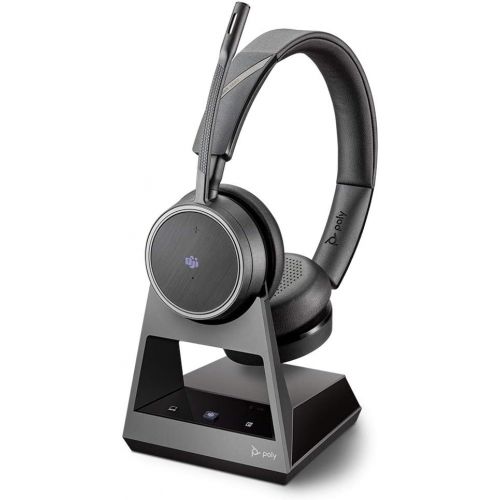  Plantronics Voyager 4220 Office with Two Way Base USB A (Poly) Bluetooth Dual Ear (Stereo) Headset Connect to PC, Mac, & Desk Phone Noise Canceling Works with Teams (Certifie