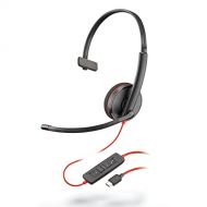 Plantronics 209748 101 Black Wire 3200 Series Corded UC Headset USB C