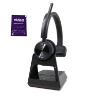 Plantronics Savi 7210 Office Single Speaker Wireless Headset for Desk Phones Bundle with Headset Advisor Wipe