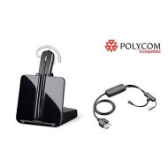 Polycom Compatible Plantronics CS540 VoIP Wireless Headset Bundle with Electronic Remote AnswerEnd and Ring alert (EHS) for IP 335 430 450 550 560 650 670 VVX 300 310 400 410 500 6