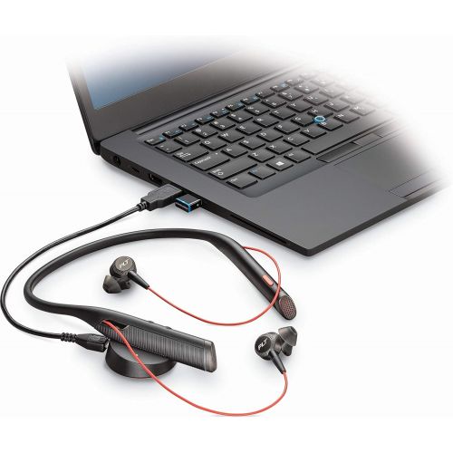  Plantronics Voyager 6200 UC USB C Business Ready Bluetooth Neckband Headset w/Earbuds, Black