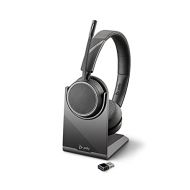 Plantronics Voyager 4220 UC USB A with Charge Stand (Poly) Bluetooth Dual Ear (Stereo) Headset Connect to PC, Mac, & Desk Phone Noise Canceling Works with Teams, Zoom & m