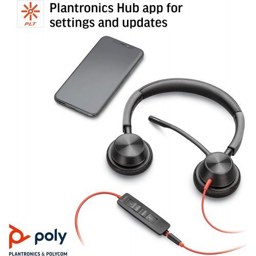  Plantronics Blackwire 3325 Wired Stereo Headset with Boom Mic (Poly) Connect to PC/Mac via USB A or mobile/tablet via 3.5 mm connector Works with Teams, Zoom & more