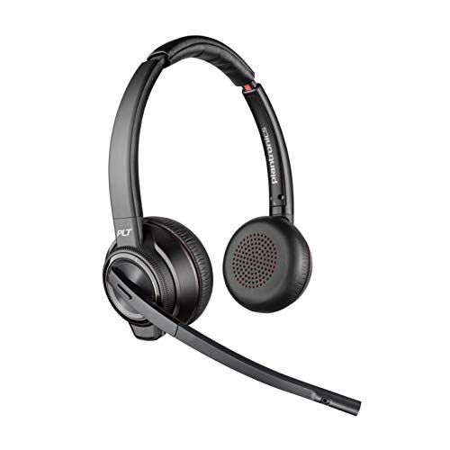  Plantronics Savi 8220 Office Wireless DECT Headset (Poly) Dual Ear (Stereo) Compatible to connect to PC/Mac or to Cell Phone via Bluetooth Works with Teams (Certified), Zoo