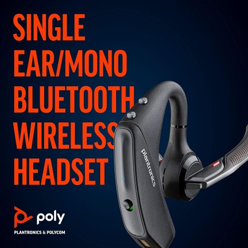  Plantronics Voyager 5200 UC (Poly) Bluetooth Single Ear (Monaural) Headset USB A Compatible to connect to your PC and/or Mac Works with Teams, Zoom & more Noise Canceling