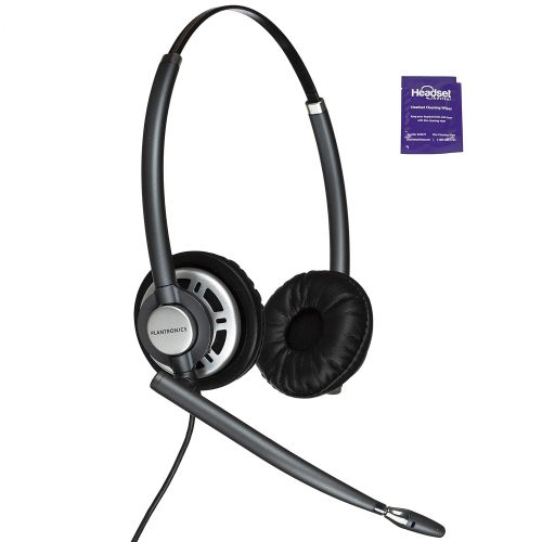  Plantronics HW720 Wired Office Headset Bundled with Headset Advisor Wipe (Certified Refurbished)