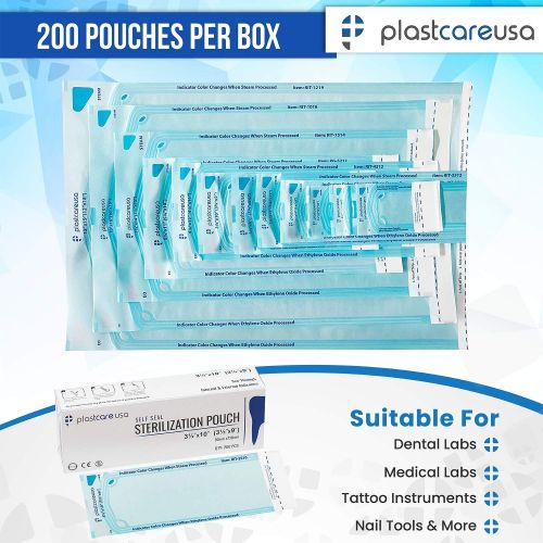  PlastCare USA Self Seal Sterilization Pouch 3.5 x 10, 200 per Box