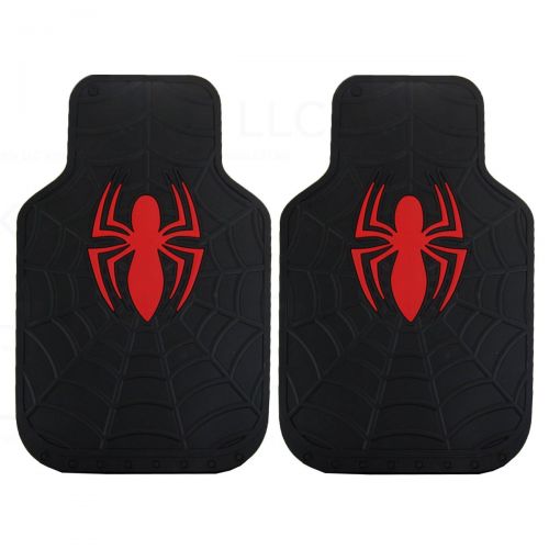  Plasticolor Officially Licensed Marvel Universal Fit Molded Front Rubber Floor Mats - Spiderman Red on Black