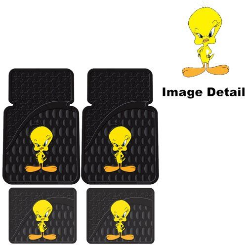  Plasticolor Tweety Bird w/ Attitude Car Truck SUV Front & Rear Seat Rubber Floor Mats - 4PC