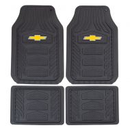 Plasticolor 001664R03 Weatherpro Black One Size Chevrolet Logo Car Truck SUV Heavy Duty Rubber, 4 Piece Front and Rear Floor Mat Set