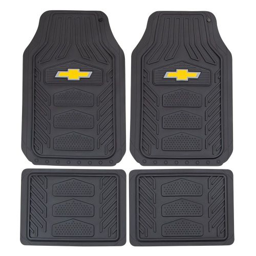  Plasticolor 001664R03 Weatherpro Black One Size Chevrolet Logo Car Truck SUV Heavy Duty Rubber, 4 Piece Front and Rear Floor Mat Set